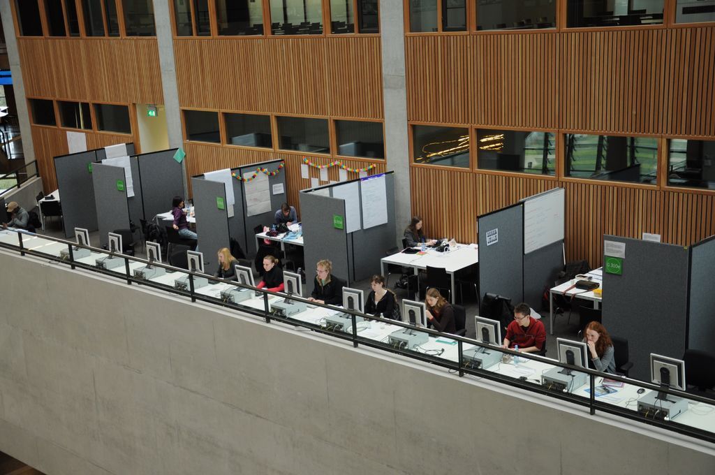 People working in forum