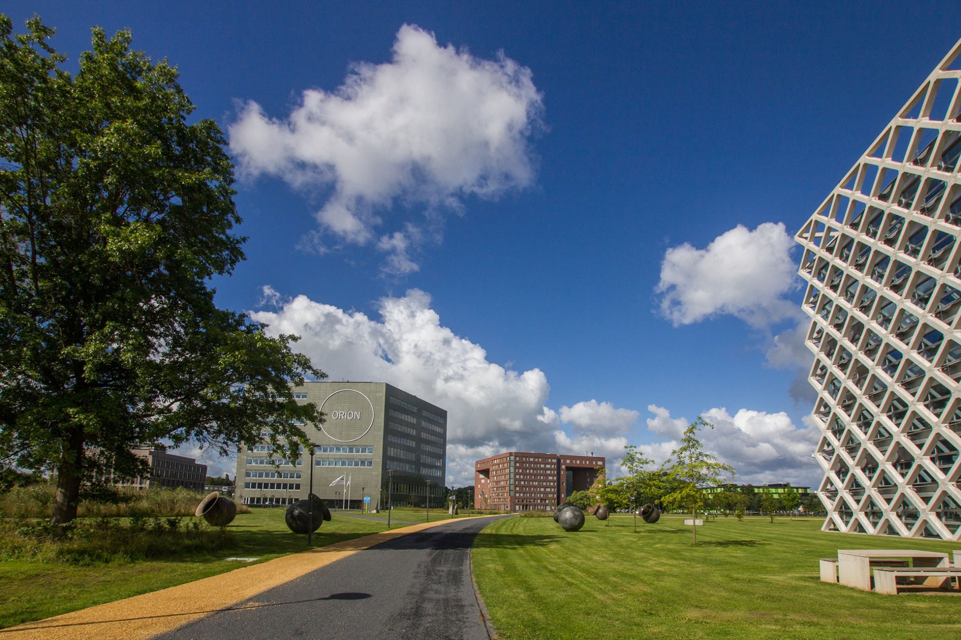 A picture of the campus and a nice grass field